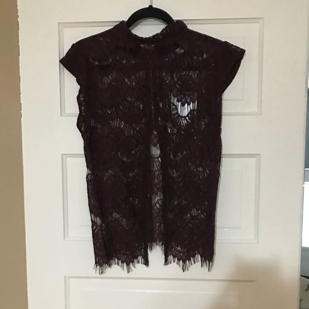 Women's Dark Plum Lace Top